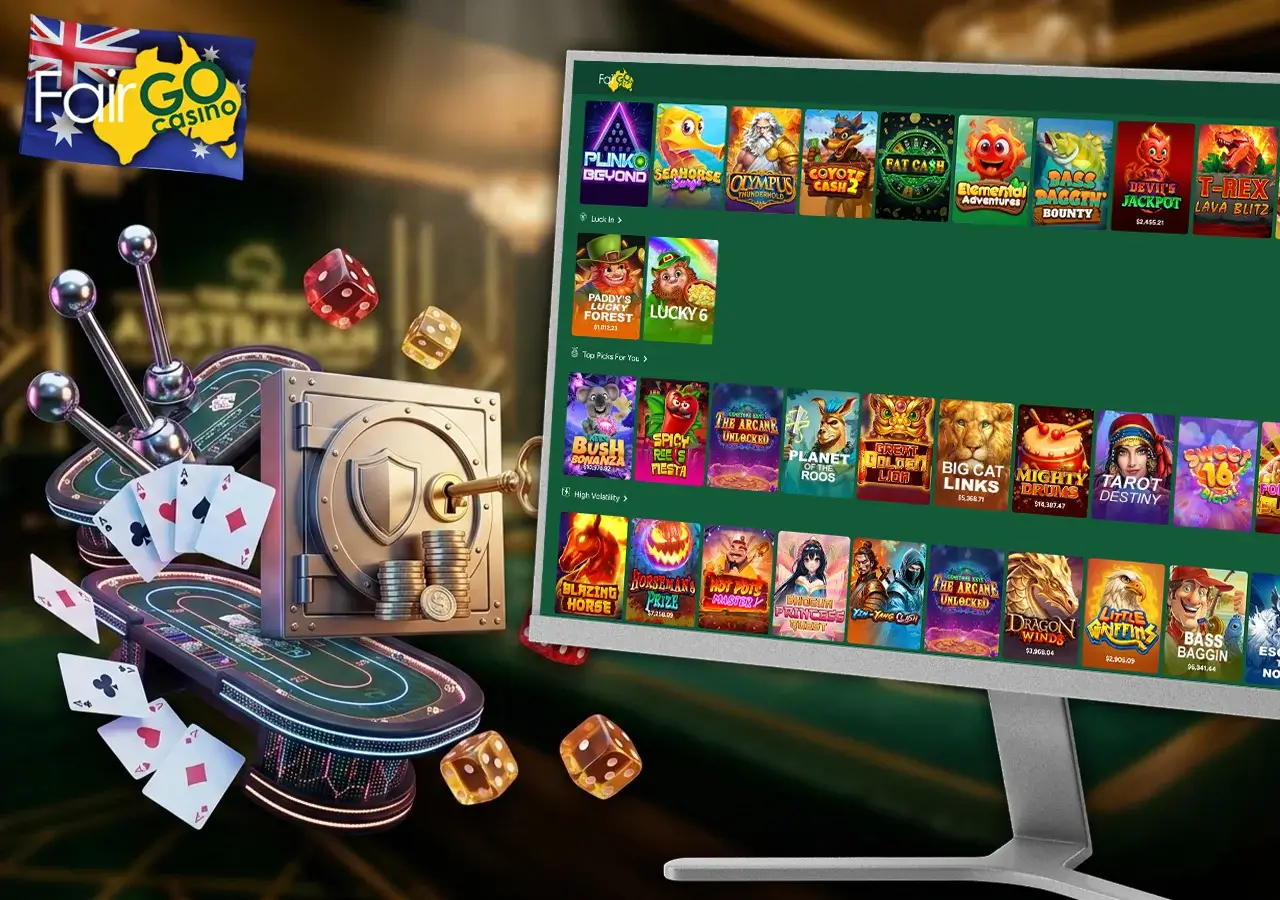 Variety of online casino lobby entertainment options for Aussie users.